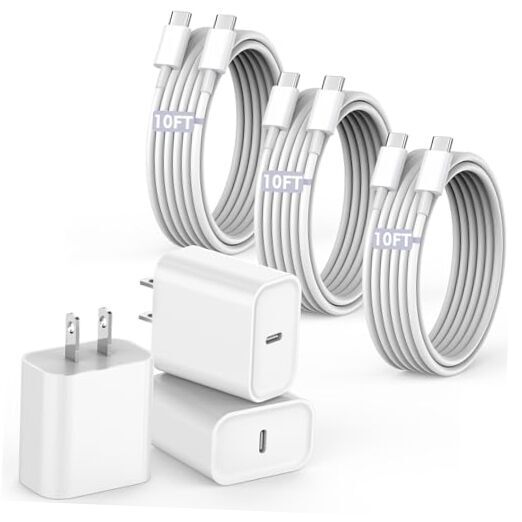 Fast Charging Cord for iPhone 15Pack Extra Long 10Foot USB C to Type C 10FT 3