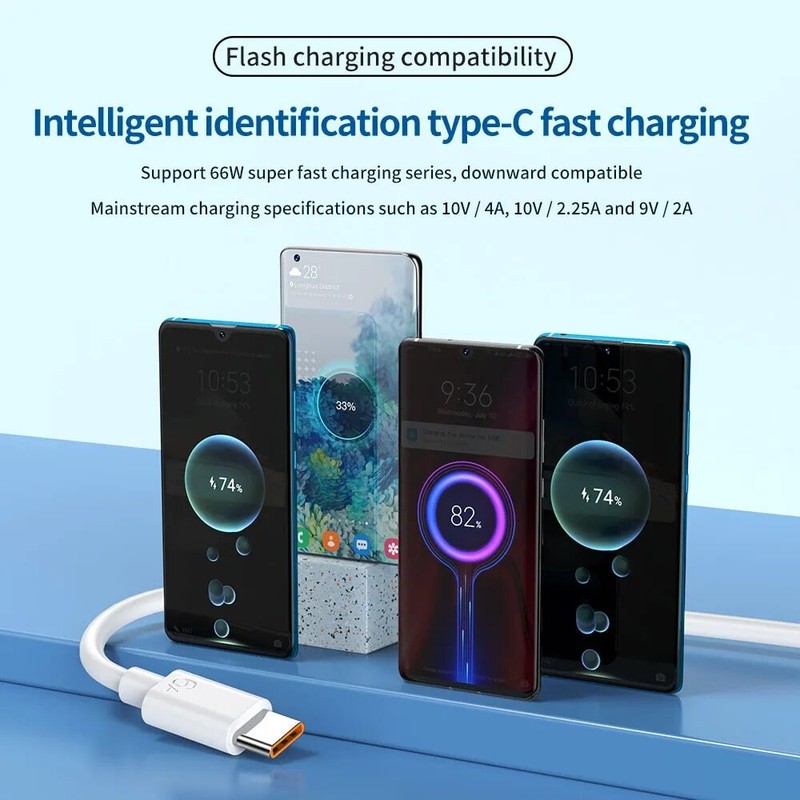 6A 66W USB to Type C Fast Data Charging Cable For Huawei Mate 50 Xiaomi 11 Pro gallery