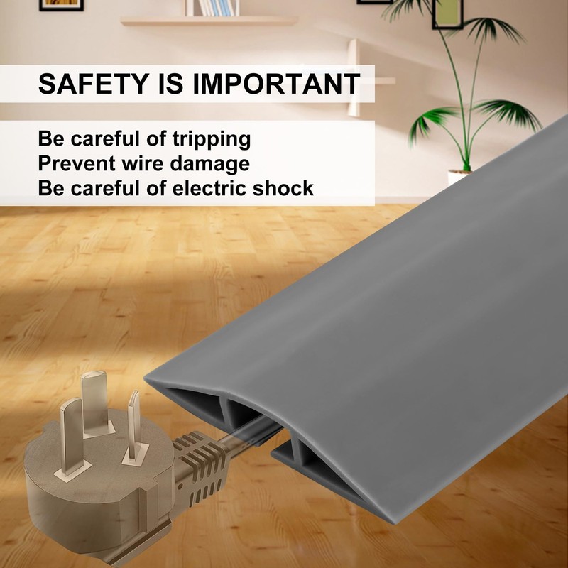20Ft Floor Cord Cover Gray Silicone Cable Protector Easy 20Ft, Silicone-gray gallery