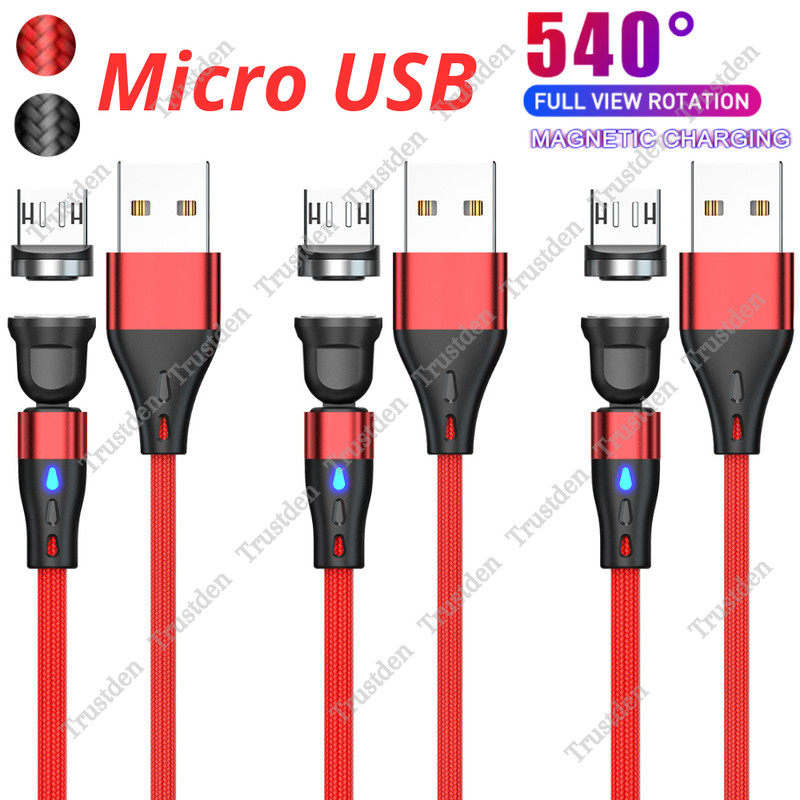 Magnetic USB Fast Charger Cable 540°Rotate Adapter Data Cord For Samsung Android