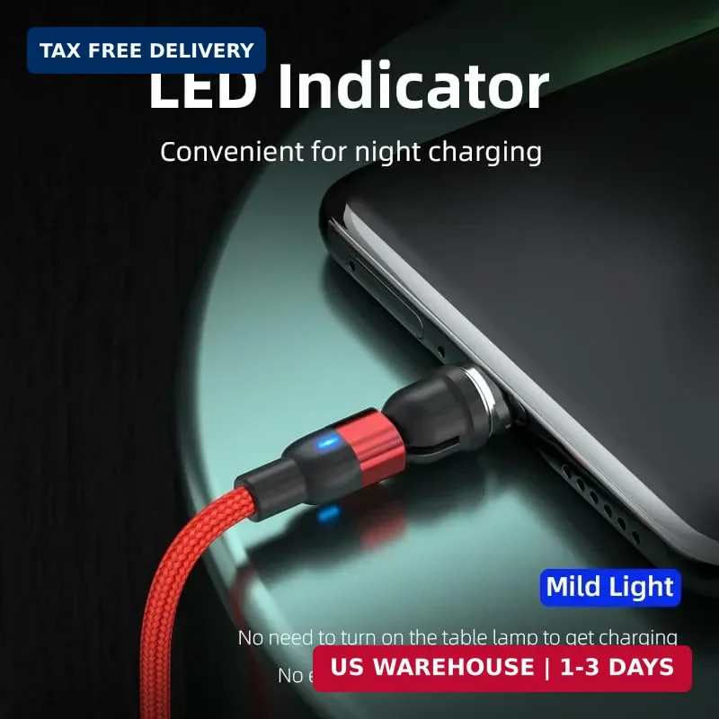 Magnetic Charging Cable 3-Pack 540° Rotation Magnetic Phone Charger Cable with L gallery