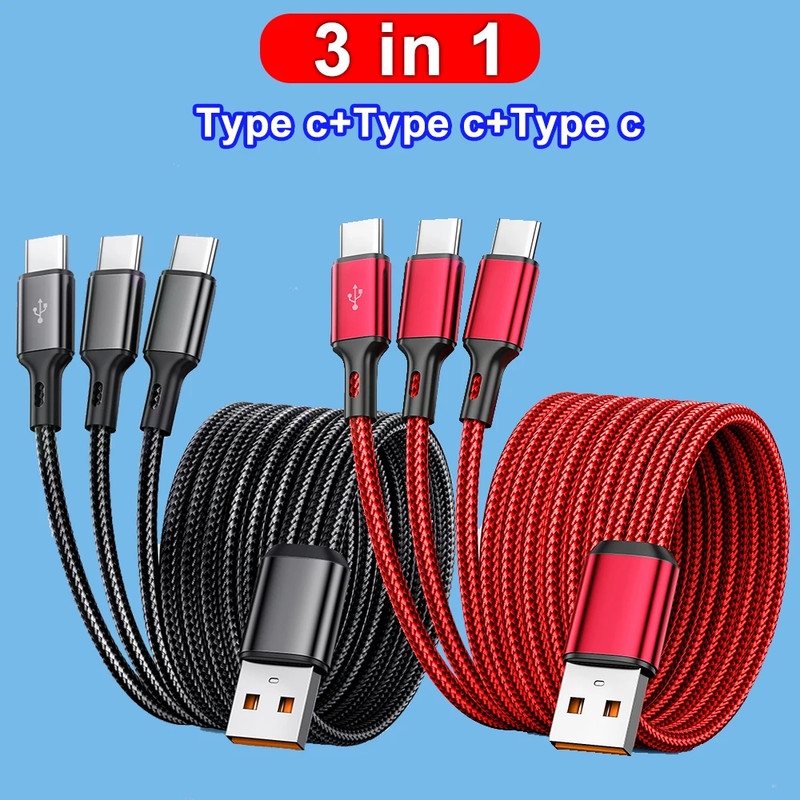 3 in 1 USB C Fast Charging Cable 100W Multi Charger Cord for Samsung Xiaomi gallery