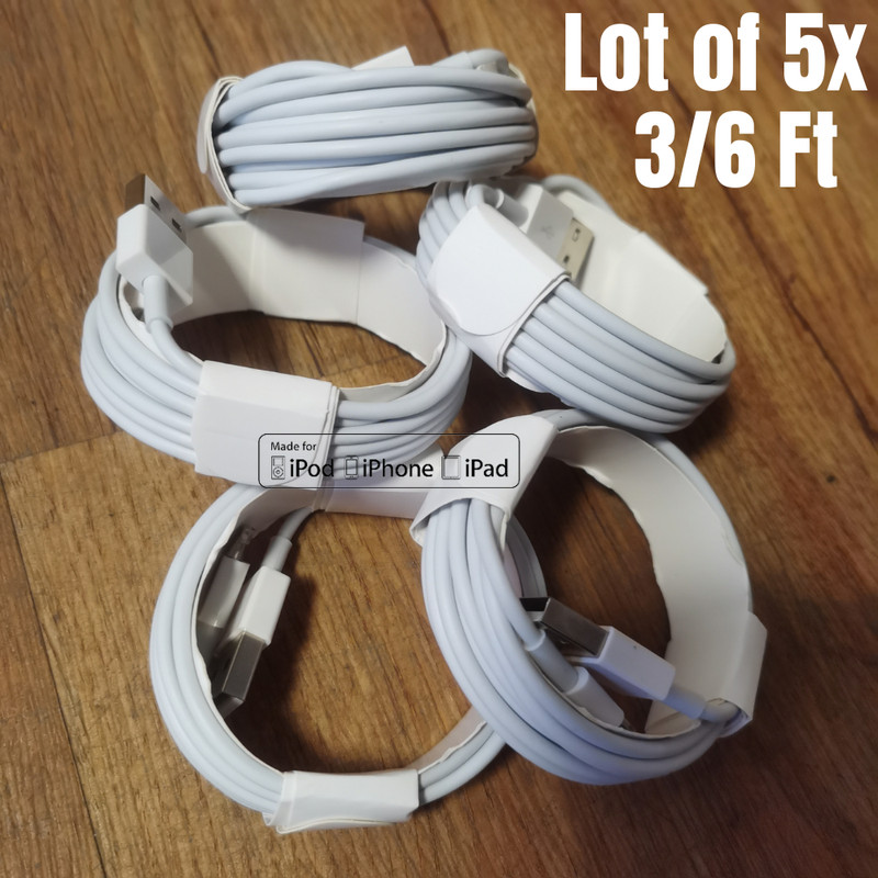 5X USB Charger Charging Cable 3ft 6ft Lot For iPhone 14 13 12 11 Pro X XR 8 Cord gallery