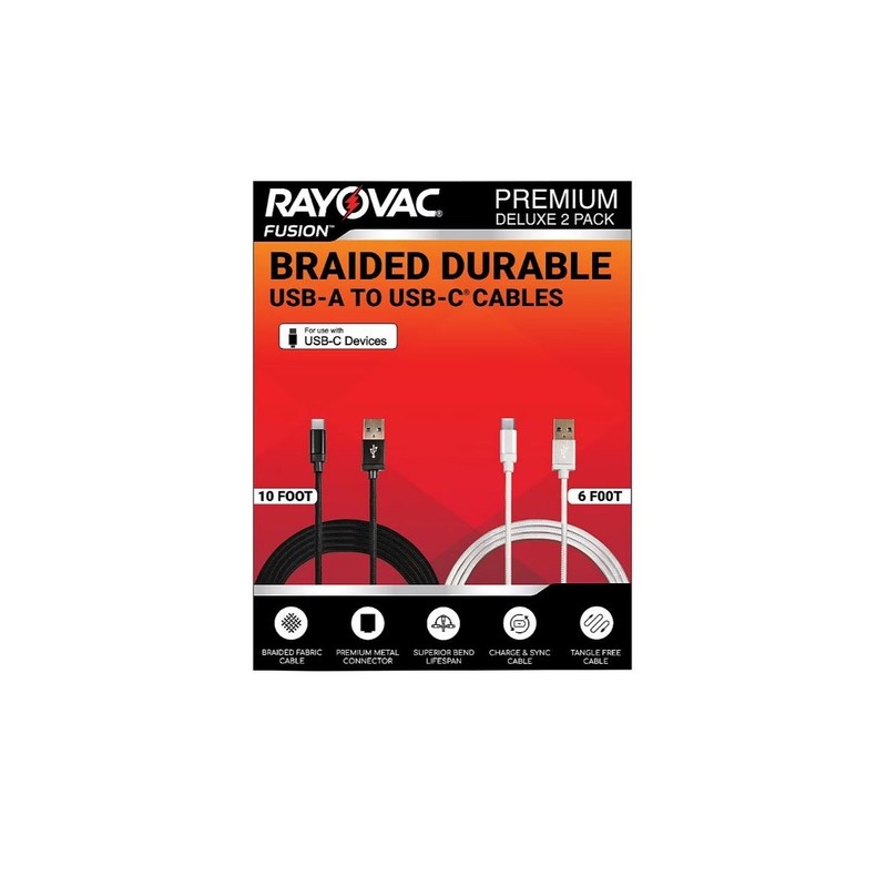 Rayovac USB-A to USB-C Cables, 2 pack RV2437 gallery