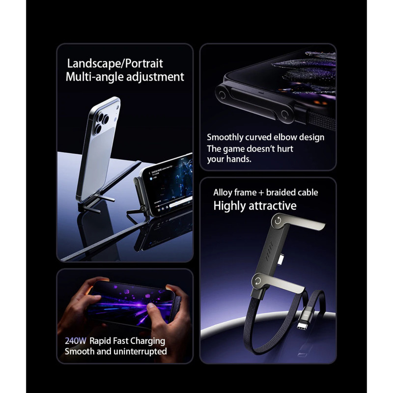 240W Fast Charging Cord USB C to USB C Cable Invisible Stand Charger Cable 5 FT gallery