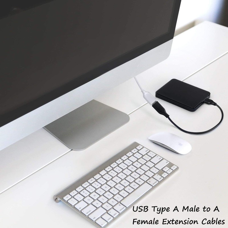 2 PCS USB Extension Cable 6ft 2m Type A Male to Female 2.0 Extender White gallery