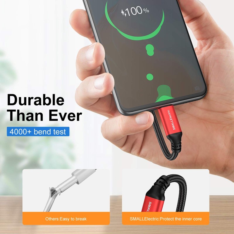 USB Type-C to A Cable 5pack 6ft Braided Fast Charging 3A Quick 6foot, Red gallery