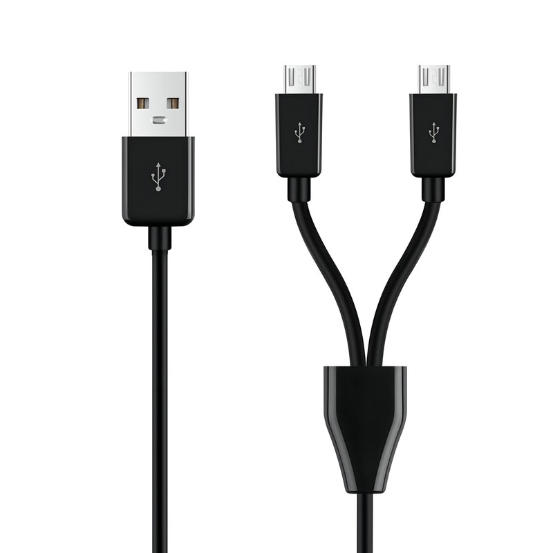 Short Micro USB Splitter Cable,2 in 1 USB 2.0 A to Dual Micro USB Charging Co…