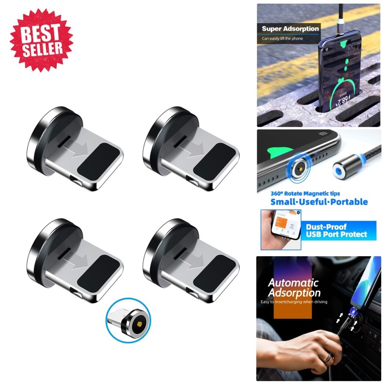 Enhanced 4-Pack Magnetic Charging Tips – Compatible with All Devices and Cables