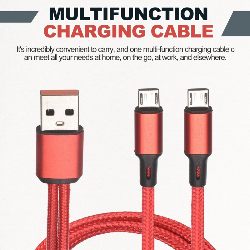 Multi USB A to 2 Micro USB 2 in 1 Splitter 47", Red gallery