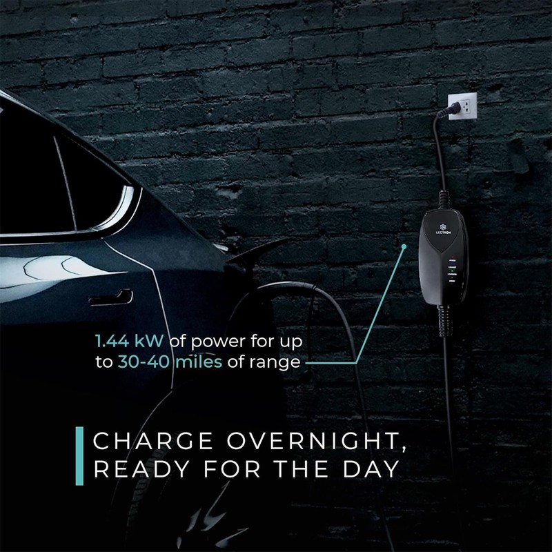 Lectron Level 1 Tesla EV Charger WiFi App 12A 120V NEMA 5-15 16ft Fits All Tesla gallery
