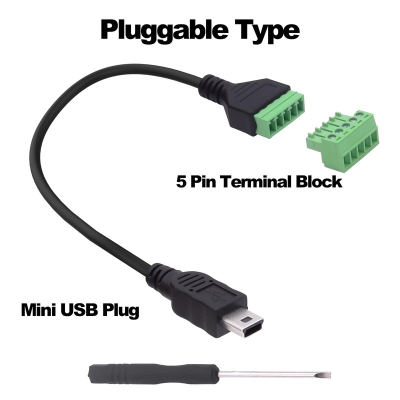 2 PCS Mini USB Screw Terminal Block Connector Cable Solderless Converter gallery