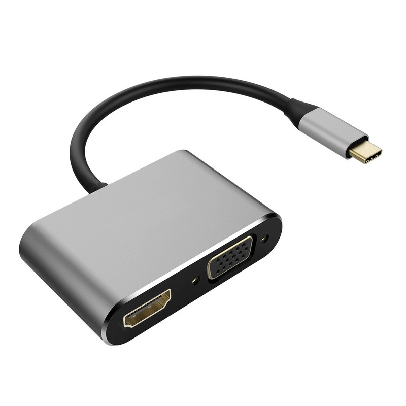USB-C to HDMI VGA Adapter Video Splitter HDTV Cable TV Video Hub for Tablets