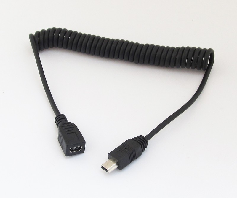 5x 30cm Mini USB 5pin 2.0 Male to Female Extension Spring Retractable Data Cable gallery
