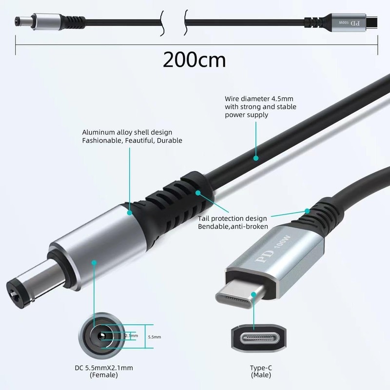 Sovunis USB C to DC Power Charging Cable 3.3FT Type C to DC Adapter gallery