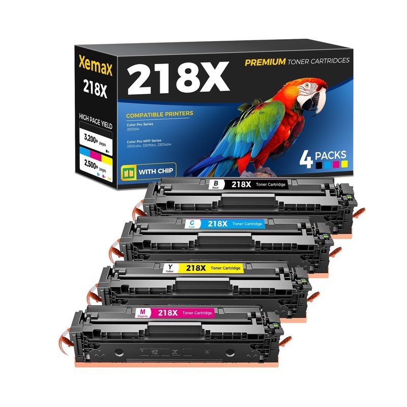 218X Toner Cartridges 4 Pack High Yield with Chip Compatible with HP 218X W21…