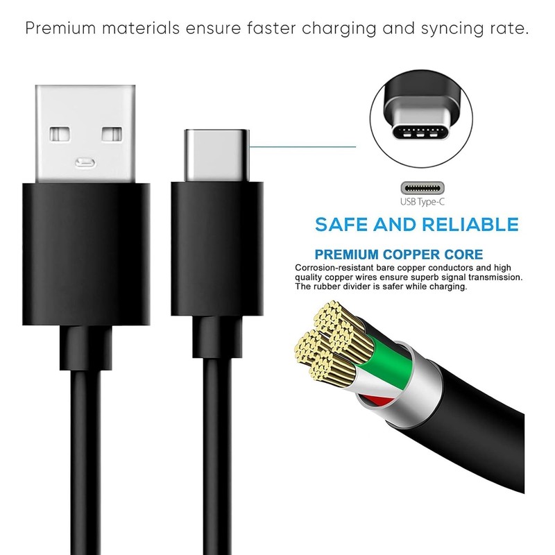 Flexible & Reliable 3.3ft USB-C Charging Cable for Outdoor Flashlights - Black gallery