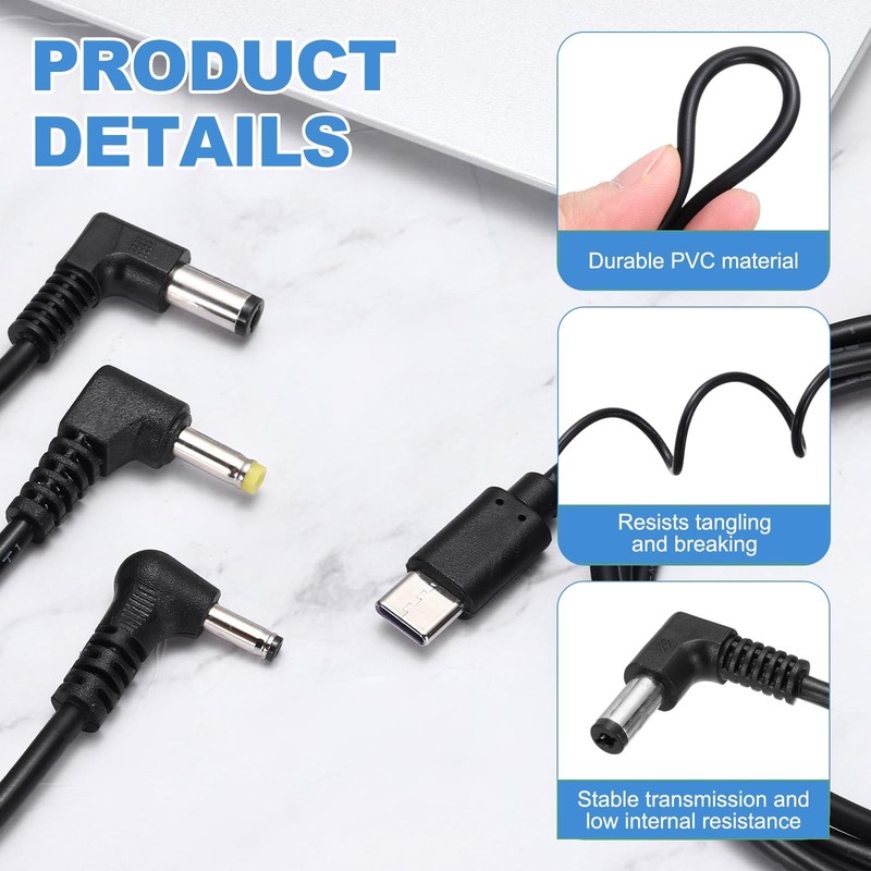 USB C To DC Power Cable 9V 3A 27W 5.5x2.1mm 3.3ft PD Trigger Plug Cord 2 PCS gallery