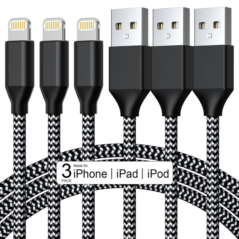 3 Pack Iphone Charger 10 FT Apple Mfi Certified Fast Charging Lightning Cable... gallery