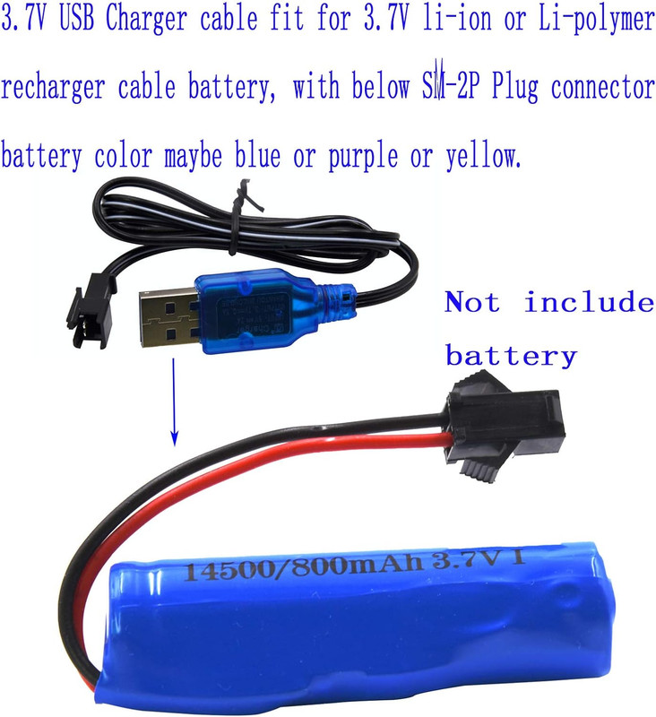 2 Pack 3.7V USB Charger Cable with SM-2P Plug Connector for Mini RC Amphibious S gallery