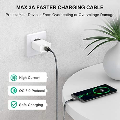 [2-Pack, 6ft] USB C Cable 3A Fast Charging, Nylon Braided USB A 6FT,6FT Gray gallery