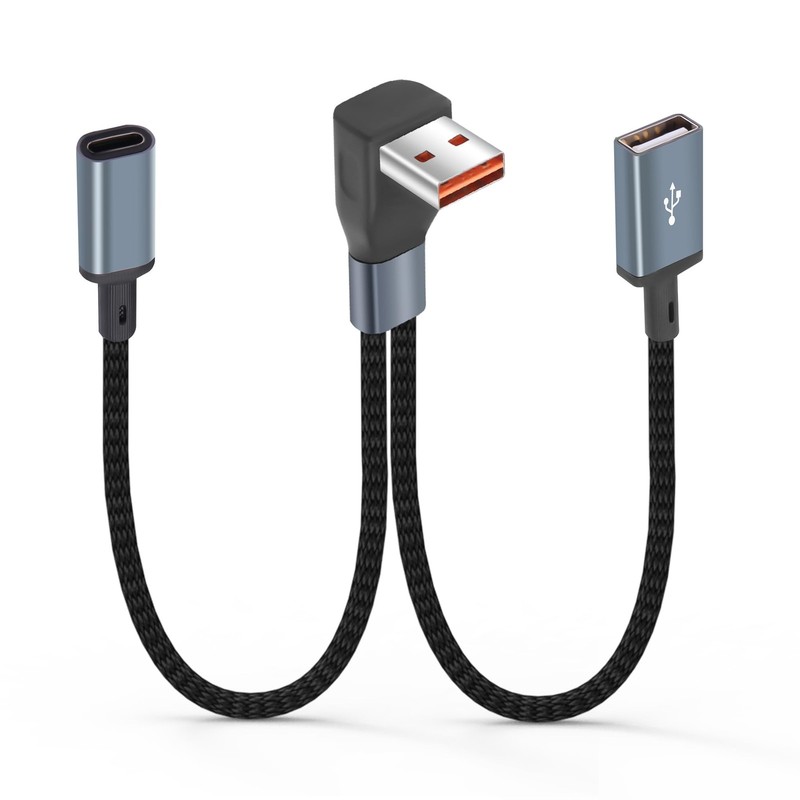 90Degree USB2.0 Y Splitter,1 in 2 Out USB to 2 Female Short Cable Extension A…