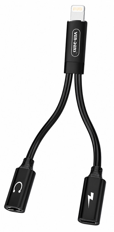 2in1 Charger Audio Adapter for iPhone AUX Headphone Splitter Cable 10cm