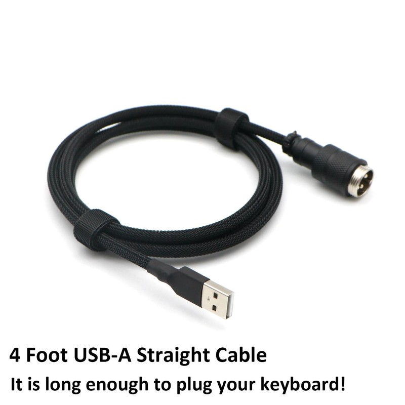 Black Pro Coiled Mechanical Keyboard Cable 5Pin GX16 Aviator 1.2m USB A to C gallery