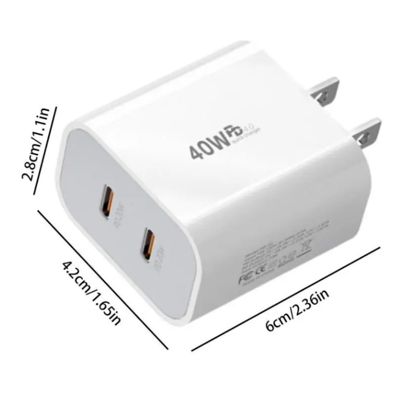 40W Dual Type C Fast Charger Adapter USB C To C Cable For iPhone 15 Plus Pro Max gallery