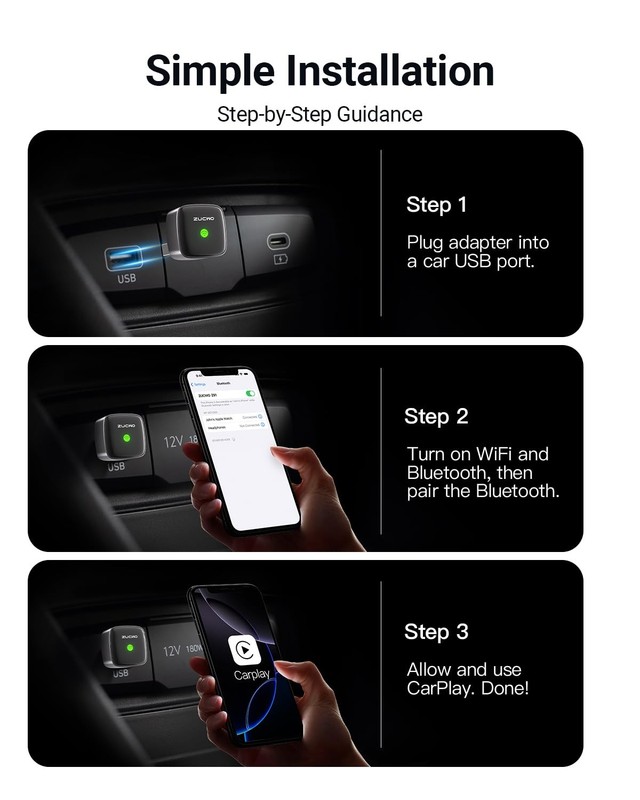 Mini Wireless CarPlay Adapter for Carplay and Android Auto 2-in-1 Mini USB De... gallery