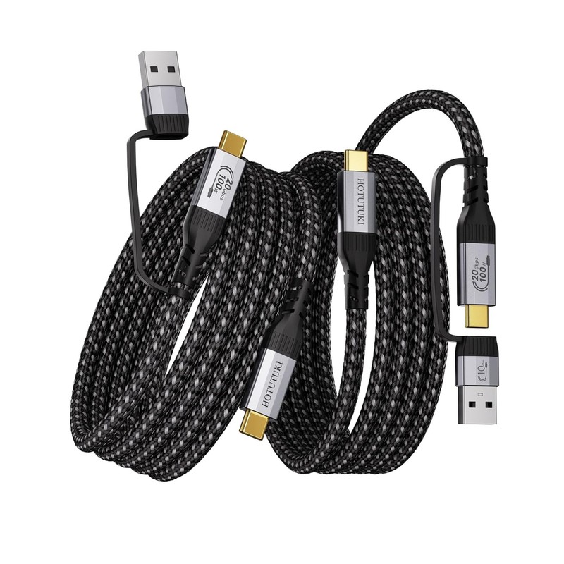 High-Speed 2in1 USB C Cable – 5A/100W Fast Charge, 10FT+10FT
