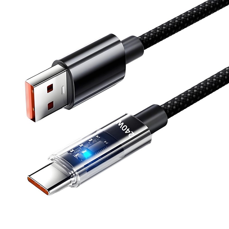USB Type-C 240W Super Fast Charging Cable Braid Phone Charger Lead Display USB-A gallery