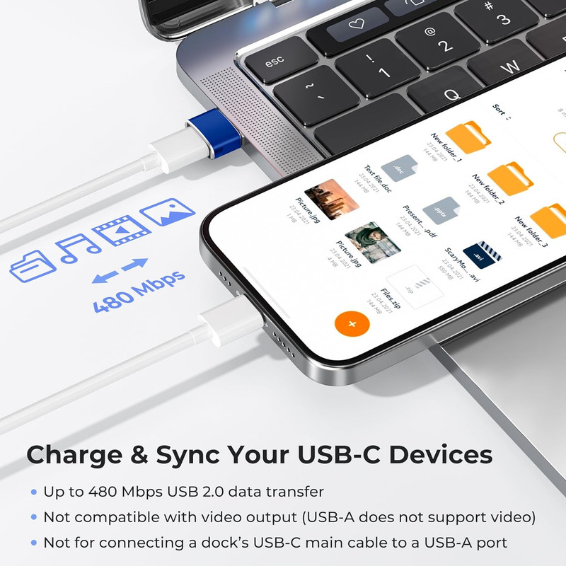 USB to USB C Adapter 3Pack,Type C Female to USB a Male Cable Converter for Macbo gallery