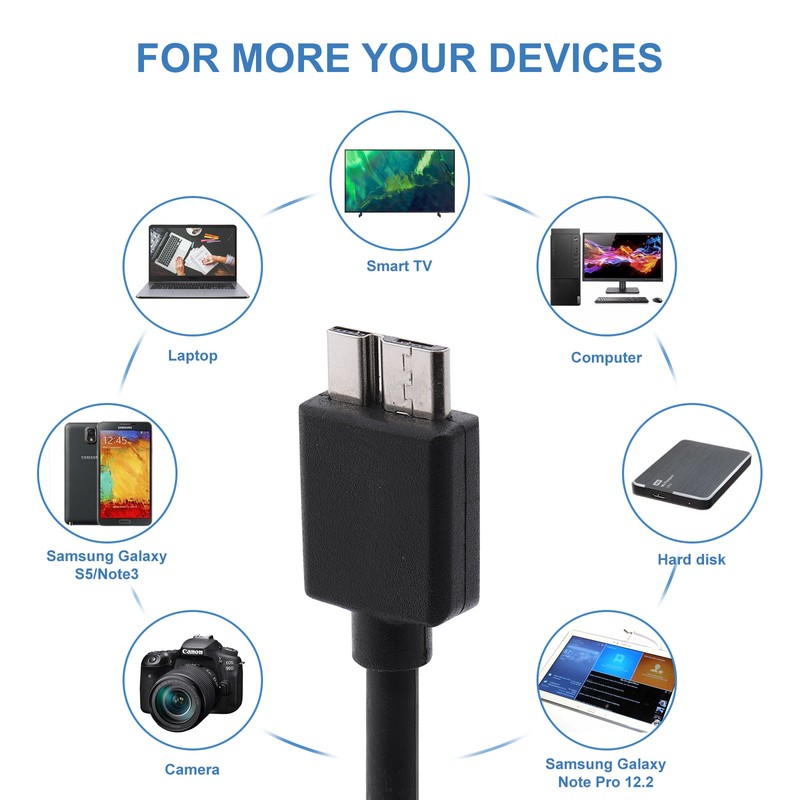 1-50 PCS USB 3.0 AM to Micro B Cable 7.87in PVC Cord for External Hard Drive lot gallery