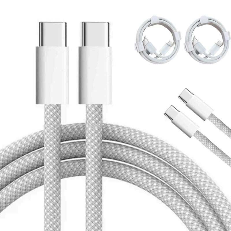 For iPhone16 15 16 16e 17 Air 20W PD Fast Charger Block Braided Type C Cable Lot gallery