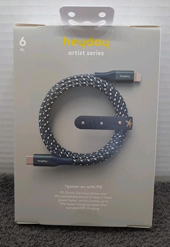 NIB Heyday Artist Series Fast Charging Cable To USB-C IPhone 6ft Cord gallery