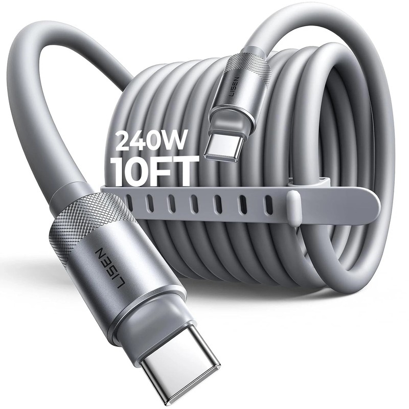 LISEN 10FT USB C Cable Fast Charging, Chubby 240W Cable USB C to USB C Fast Char