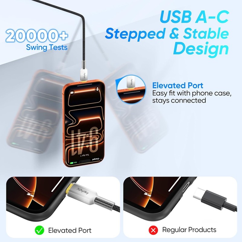 Extra Long USB A to USB C Cable 15FT (60W, 480M Data), USB Type-C Fast Charging gallery