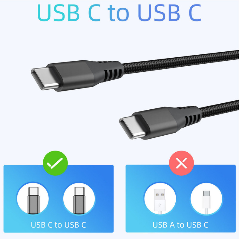 10X 60W USB C to C Cable Fast Charge PD Nylon Cord 10FT for iPhone15 Samsung Lot gallery
