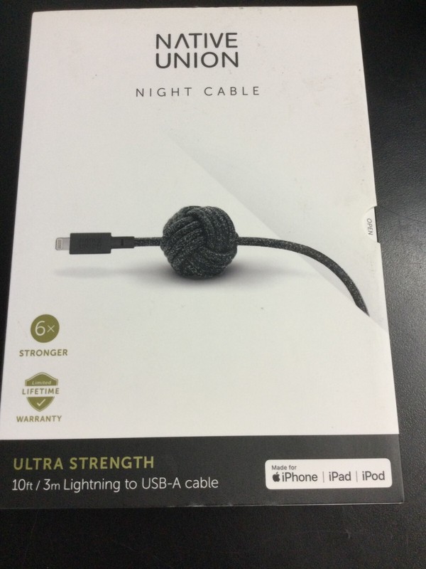 Native Union Night 10′ Ft Braided weighted IPHONE to USB-A Cable iphone ipad 484