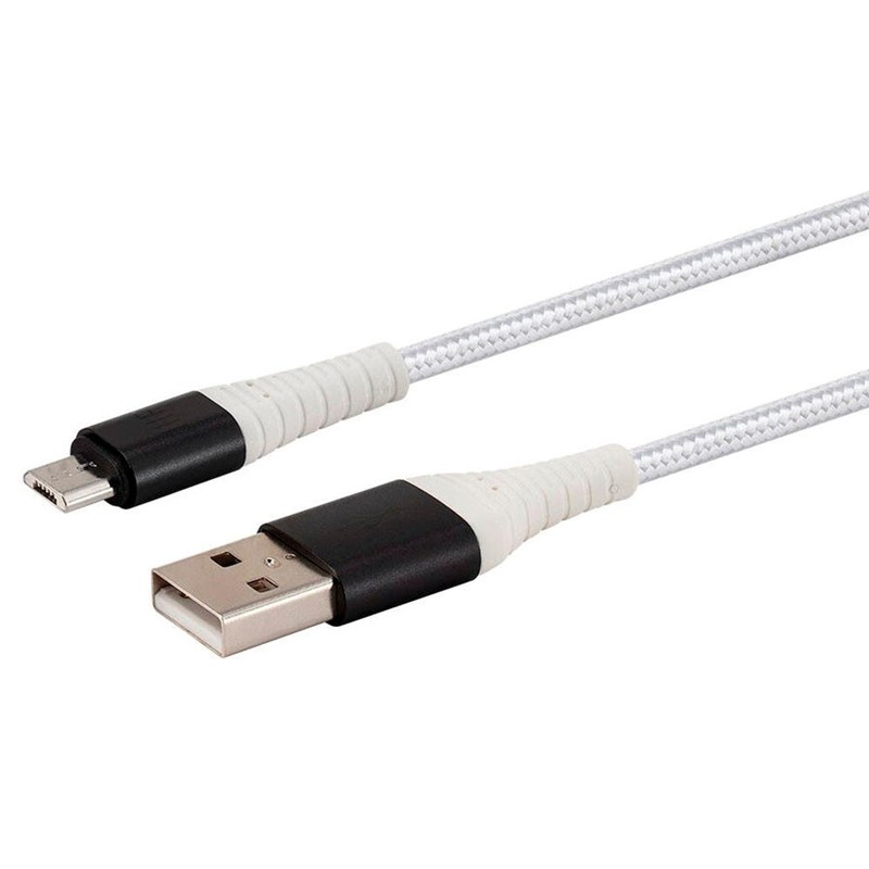 6FT USB Micro B to Type A Sync Data Charge Cable Reinforced Braided Cord White gallery