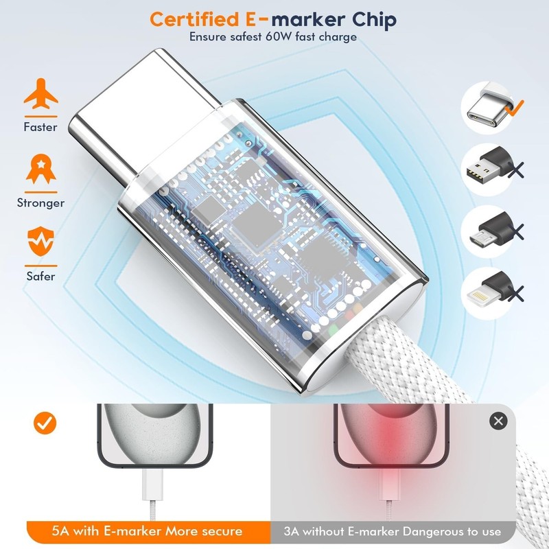 Original OEM USB-C Fast Charger For iPhone 16 15 Pro Max Plus Type C Woven Cable gallery