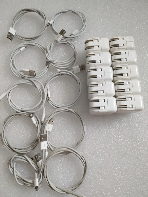 Lot 10 OEM Apple 10W A1357 USB Wall Chargers Power Adapters w/ Lightning Cables gallery