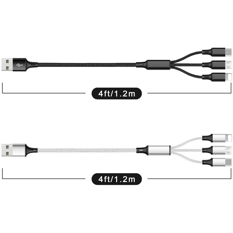 Multi USB Charging Cable 3A, 3 in 1 Fast Charger Cord Connector with Dual Pho... gallery