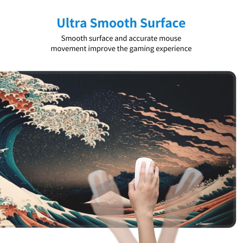 Japanese Waves in The Dark Gaming Mouse Pad XL, Large Non Slip Rubber Mousepa... gallery
