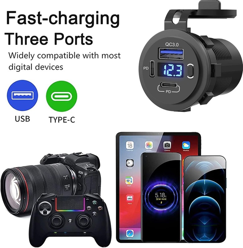 Ultra-Fast Charging USB C & QC 3.0 Car Adapter gallery