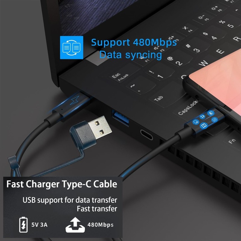 Cable to ,60W 3FT 2 Pack Type c Charger Fast Charging Cords QC & PD 2-in-1 US... gallery