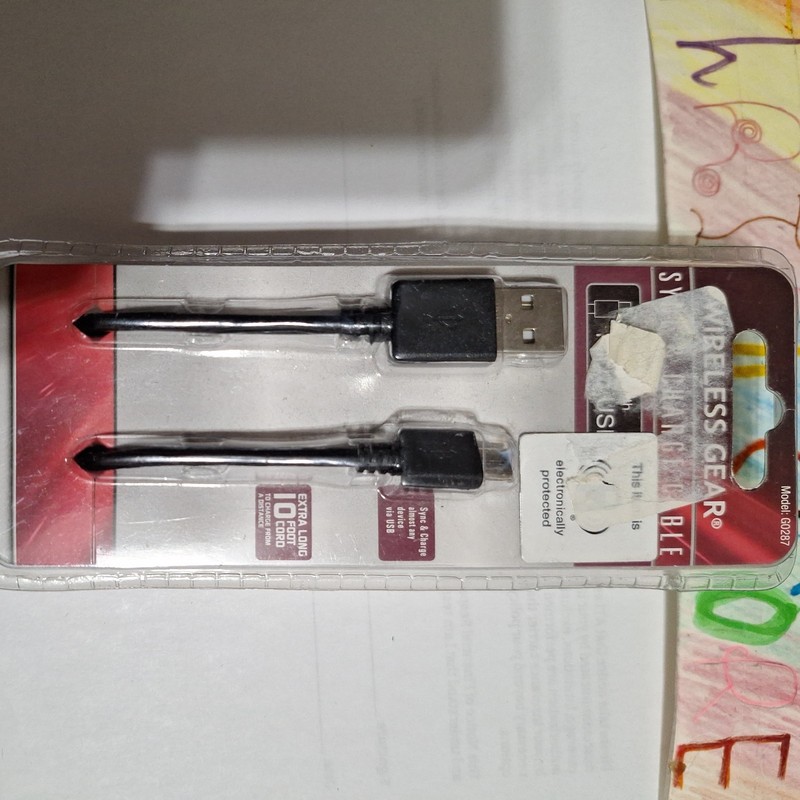 Wireless Gear Micro USB Sync & Charge Cable 10ft Black G0287 Brand New Sealed gallery