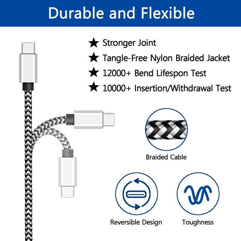Braided USB C Type-C Fast Charging Data SYNC Charger Cable Cord 3/6/10FT LONG US gallery