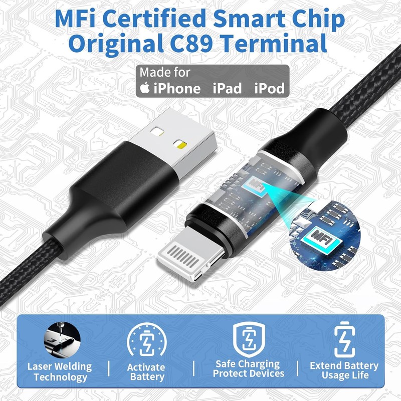 【MFi Certified】iPhone Fast Car Charger, 6FT Lightning Coiled, Ceramic Black gallery